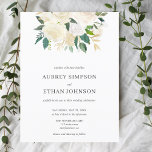 Budget White Blume Boho Wedding Einladungspostkarte<br><div class="desc">Eine elegante Hochzeitseinladung mit einem Arrangement aus weißen Blume und Grün. Bitte,  es ist eine Einladung POSTCARD,  es enthält keine Umschläge.</div>