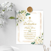 Budget White Blume & Gold Dedication Einladung