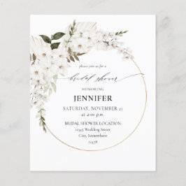 Budget White Boho Floral Brautparty Flyer