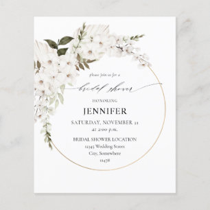Budget White Boho Floral Brautparty Flyer