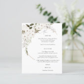 Budget White Boho Floral Menu (Stehend Vorderseite)
