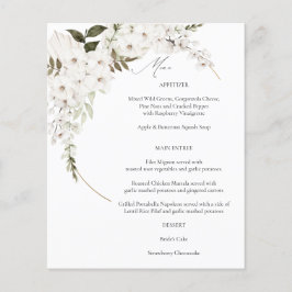 Budget White Boho Floral Menu Flyer