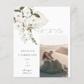 Budget White Boho Floral Save the Date Foto Flyer (Vorne)