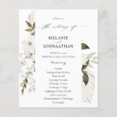 Budget White Boho Floral Wedding Program (Vorderseite)
