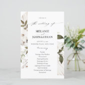 Budget White Boho Floral Wedding Program MED (Stehend Vorderseite)