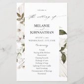 Budget White Boho Floral Wedding Program MED (Vorderseite)