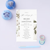Budget White Boho Floral Wedding Zeremony MED Flyer (Einzeln)