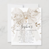 BUDGET White Bow Rose First Communion Invite (Vorderseite)