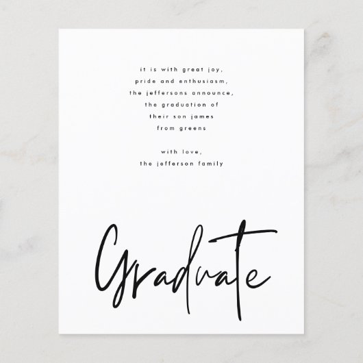 Budget White Brush Abschluss Ankündigung Foto Flyer (Hinten)