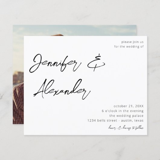 Budget White Calligraphy Foto Wedding V2 (Vorne/Hinten)