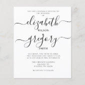 Budget White Calligraphy Wedding Einladung (Vorderseite)