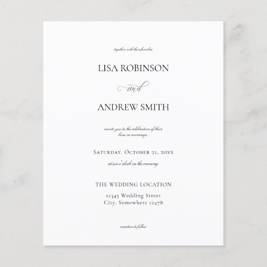Budget White Calligraphy Wedding Flyer (Vorne)