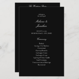 Budget White Eleganding Wedding Program - Black ME