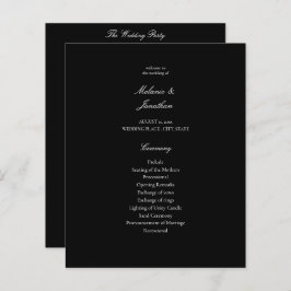 Budget White Elegante Wedding Program - Black