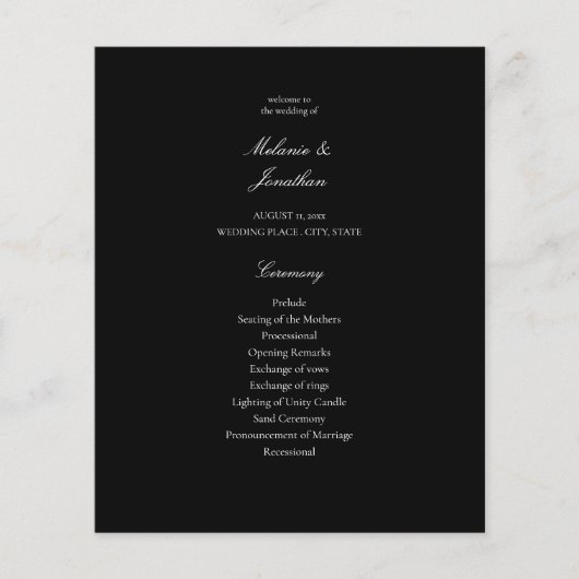 Budget White Elegante Wedding Zeremonie - Black Flyer (Vorne)