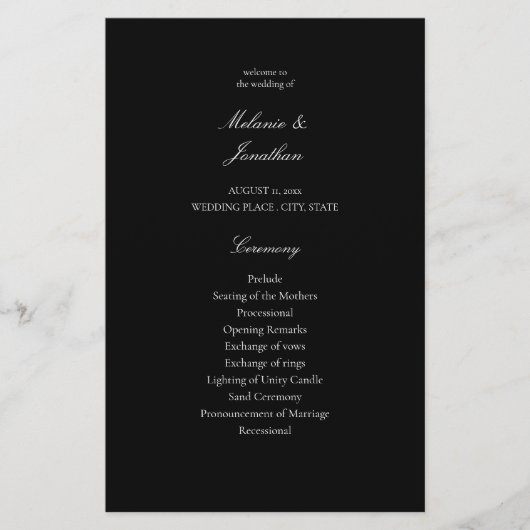 Budget White Elegante Wedding Zeremonie - Black ME Flyer (Vorne)
