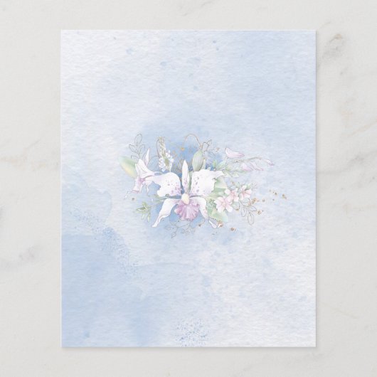 Budget White Floral Blue Bridal Dusche Einladung (Rückseite)