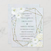 Budget White Floral Blue Hochzeit Einladung (Vorne/Hinten)