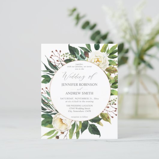 Budget White Floral & Greenery 2 Wedding (Stehend Vorderseite)