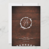 Budget White Floral & Rustic Wood Lights Wedding I Einladung (Rückseite)