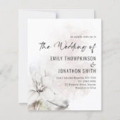 Budget White Floral Watercolor Hochzeit Einladung (Vorderseite)