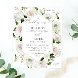 Budget White Floral Wedding Flyer