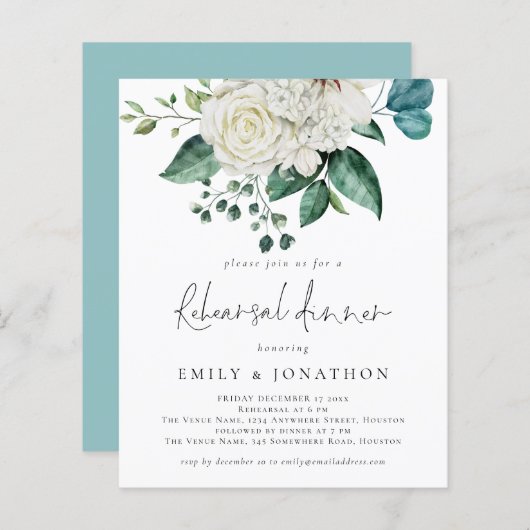 Budget White Florals Eucalyptus Probe Dinner (Vorne/Hinten)