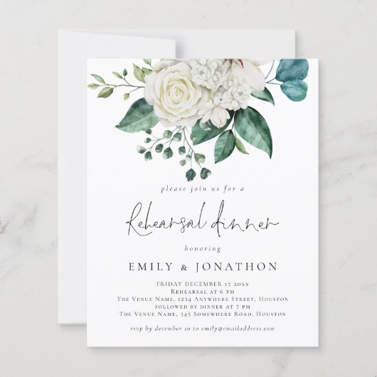 Budget White Florals Eucalyptus Probe Dinner (Vorderseite)