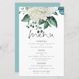 Budget White Florals Eucalyptus Wedding Menu