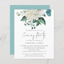Budget White Florals QR Code Wedding Abend Party
