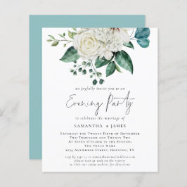 Budget White Florals QR Code Wedding Abend Party