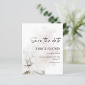 Budget White Florals QR Wedding Save the Date (Stehend Vorderseite)