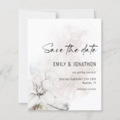 Budget White Florals QR Wedding Save the Date (Vorderseite)