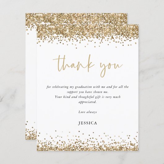 Budget White Gold Glitzer 2024 Abschluss Danke (Vorne/Hinten)