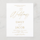 Budget White Gold Wedding Moderne Typografie (Vorderseite)