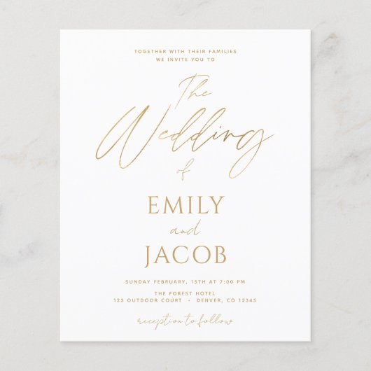 Budget White Gold Wedding Moderner Flyer (Vorne)