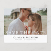 Budget White Letter Save the Date Foto (Vorderseite)