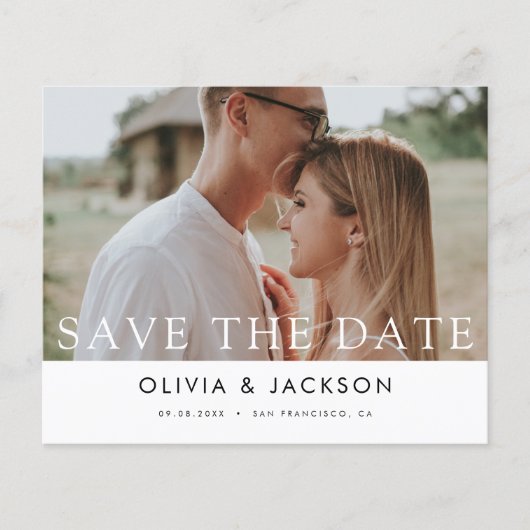 Budget White Letter Save the Date Foto Flyer (Vorne)