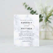 Budget White Marble Calligraphy Wedding Einladung (Stehend Vorderseite)