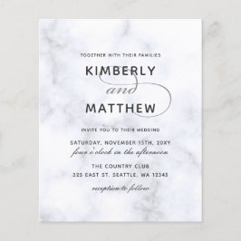 Budget White Marble Calligraphy Wedding Einladung