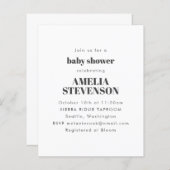 Budget White Minimalistisch Baby Dusche Einladung (Vorne/Hinten)