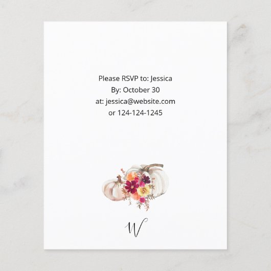 Budget White Pumpkin Fall Floral Erntedank Flyer (Hinten)