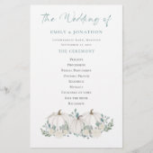Budget White Pumpkins Florals Wedding Program (Vorderseite)