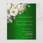 Budget White Rose Bouquet Emerald Green Wedding Flyer (Vorne)