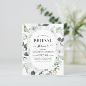 Budget White Rose Brautparty Einladung (Stehend Vorderseite)