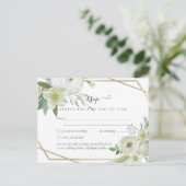 BUDGET White Rose Greenerity Gold Wedding Postkarte (Stehend Vorderseite)