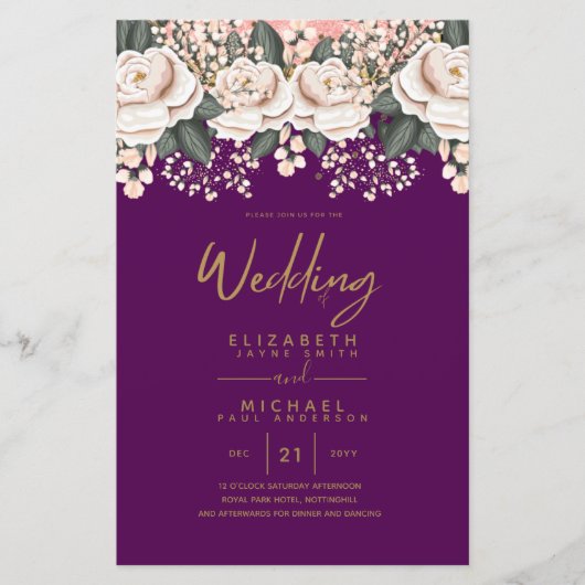 Budget White Roses Botanische Hochzeit Einladungen (Vorderseite)