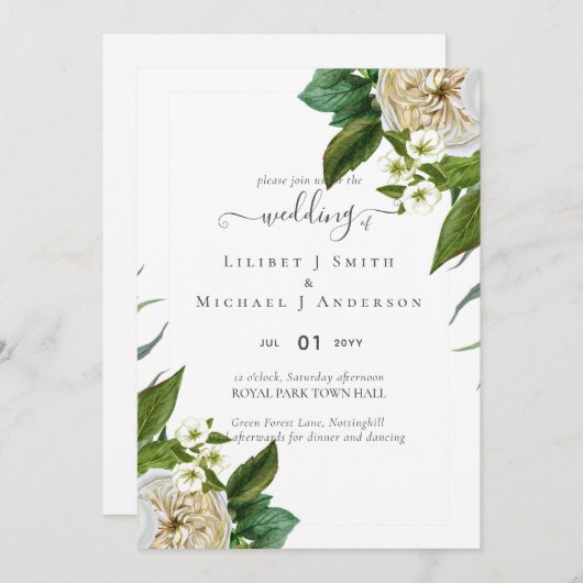 BUDGET White Roses Bouquet Floral Wedding (Vorne/Hinten)