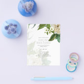 Budget White Roses Dusty Blue Wedding Flyer (Einzeln)