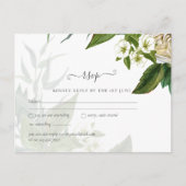 Budget White Roses Dusty Blue Wedding Postkarte (Vorderseite)